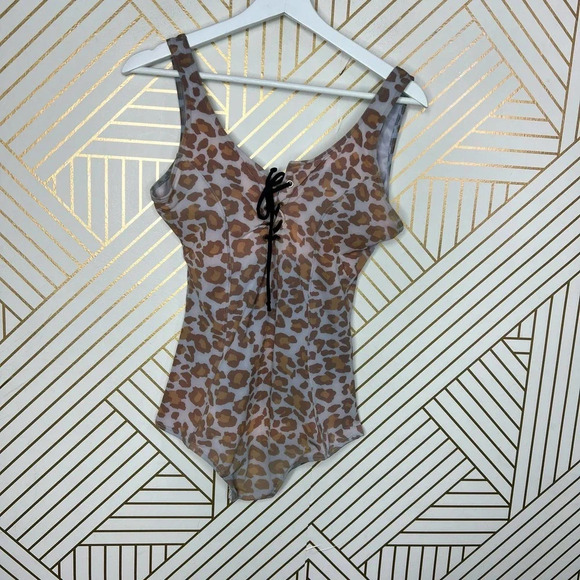 Beach Bash! by Art‎ & Tatyana Retro Leopard One Piece Swimsuit Brown Black - Picture 2 of 11